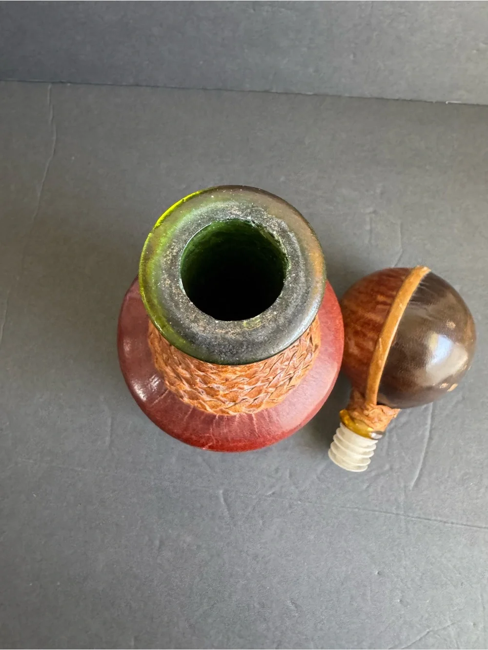 Vintage Italian Leather Wrapped Decanter Mid Century Modern Made In Italy 14